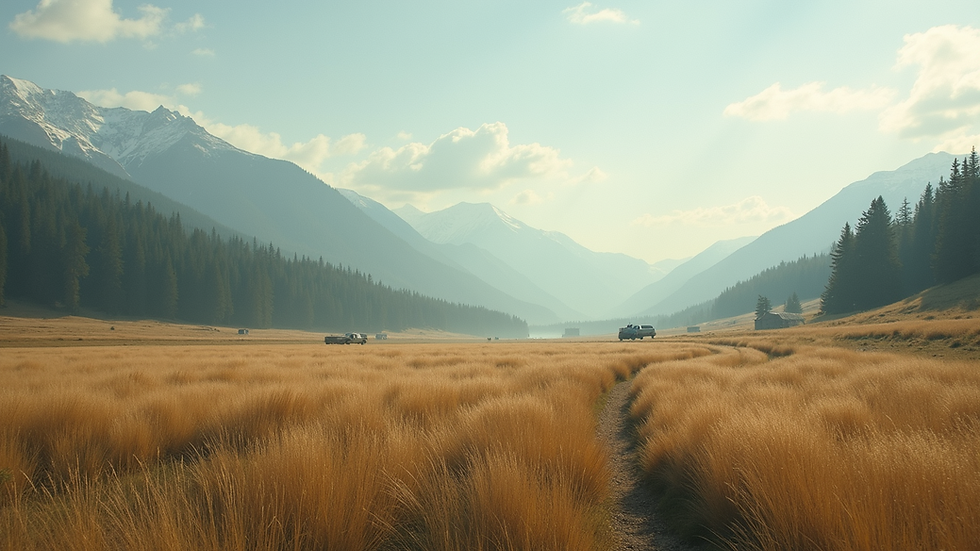Wide angle view of a tranquil landscape