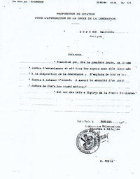 Citation pour l'attibution de la croixde la libération - médalle de la résistance avec rosette