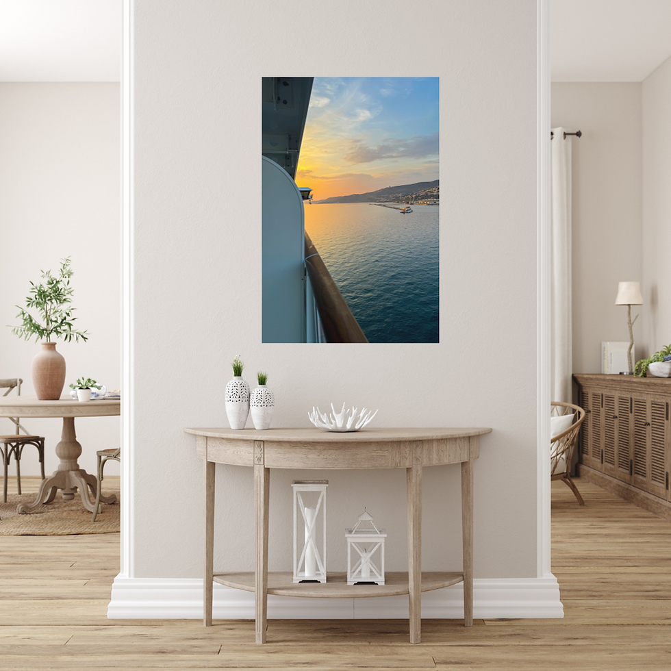 Miniaturbild: Glasbild "Auslaufen bei Sonnenuntergang", Wandbild aus Glas