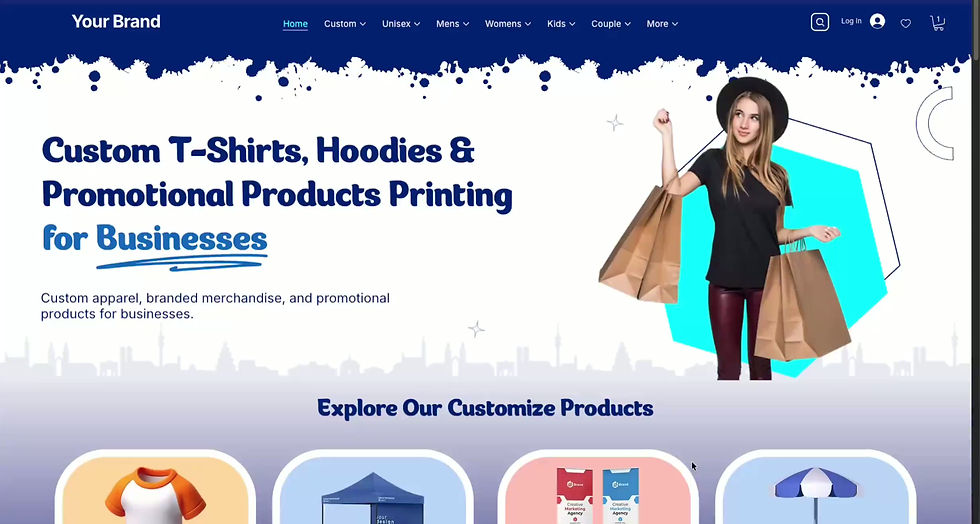 थंबनेल: Blue Theme Ready Made E-Commerce website with 50,000+ T-Shirts + Customization