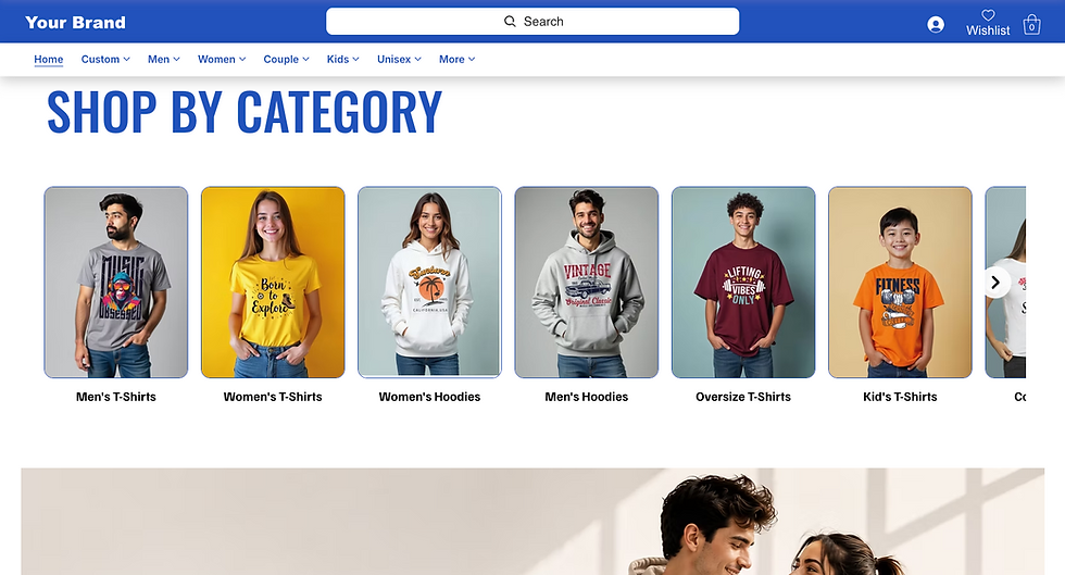 Thumbnail: Solid Blue Theme Ready Made E-Commerce Website with 50,000+T-shirt+Customization
