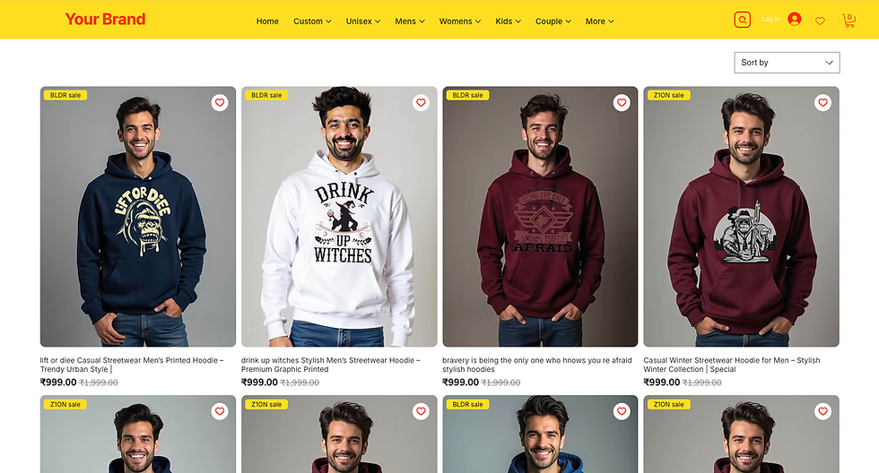 Thumbnail: Yellow Theme Ready Made E-Commerce Website with 50,000+ T-shirt + Customization