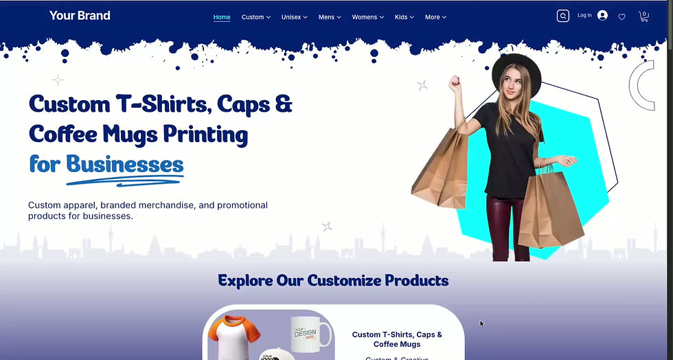 थंबनेल: Blue Theme Ready Made E-Commerce website with 50,000+ T-Shirts