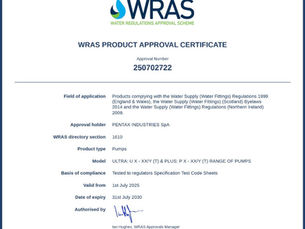 WRAS Certification – A Key Milestone for PENTAX INDUSTRIES SpA