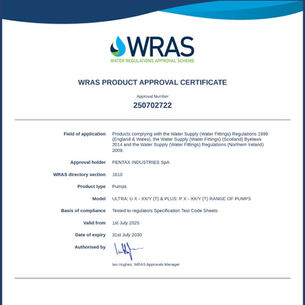 WRAS Certification – A Key Milestone for PENTAX INDUSTRIES SpA