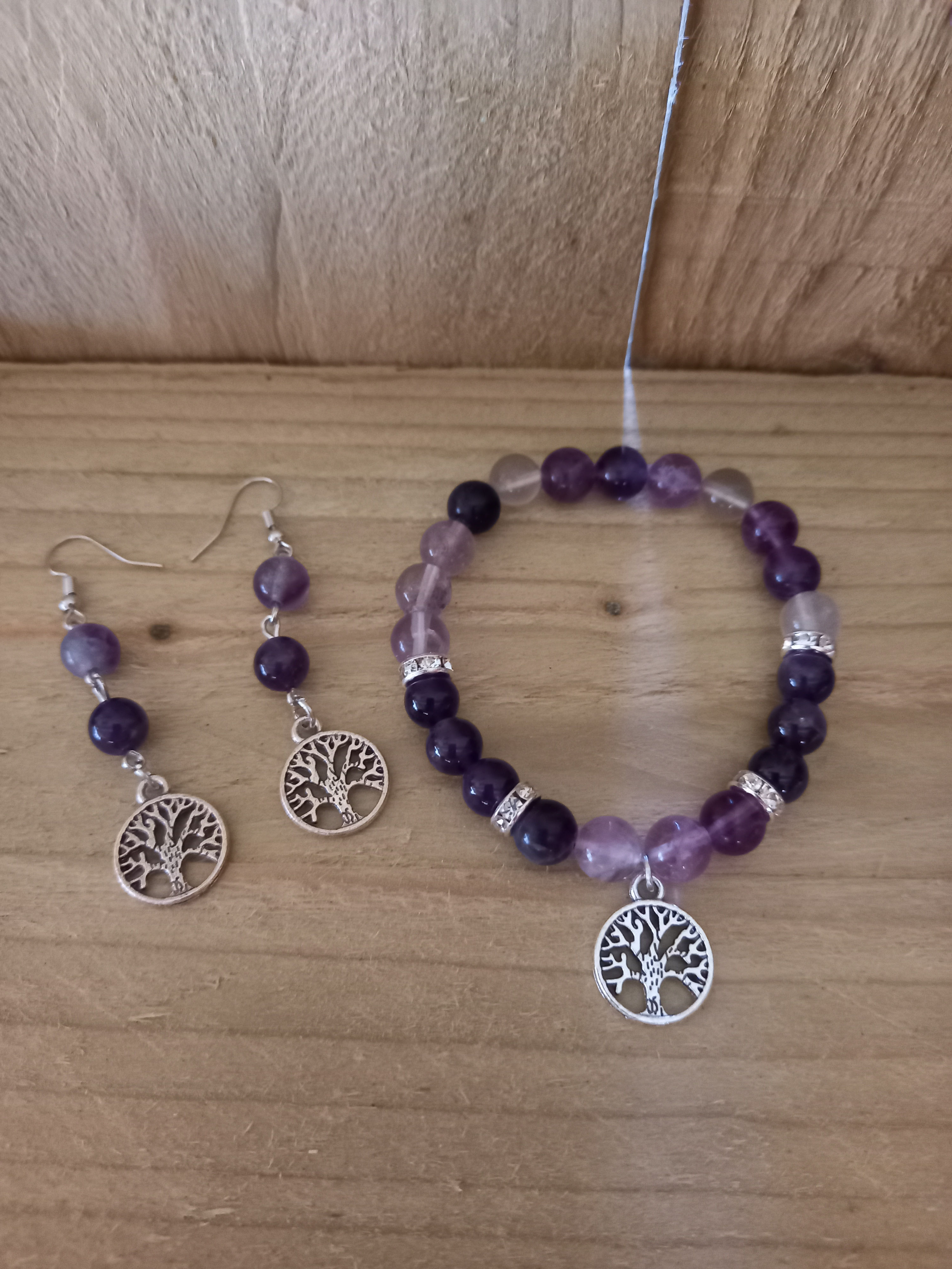 Parure Arbre de vie - Fluorite et Améthyste