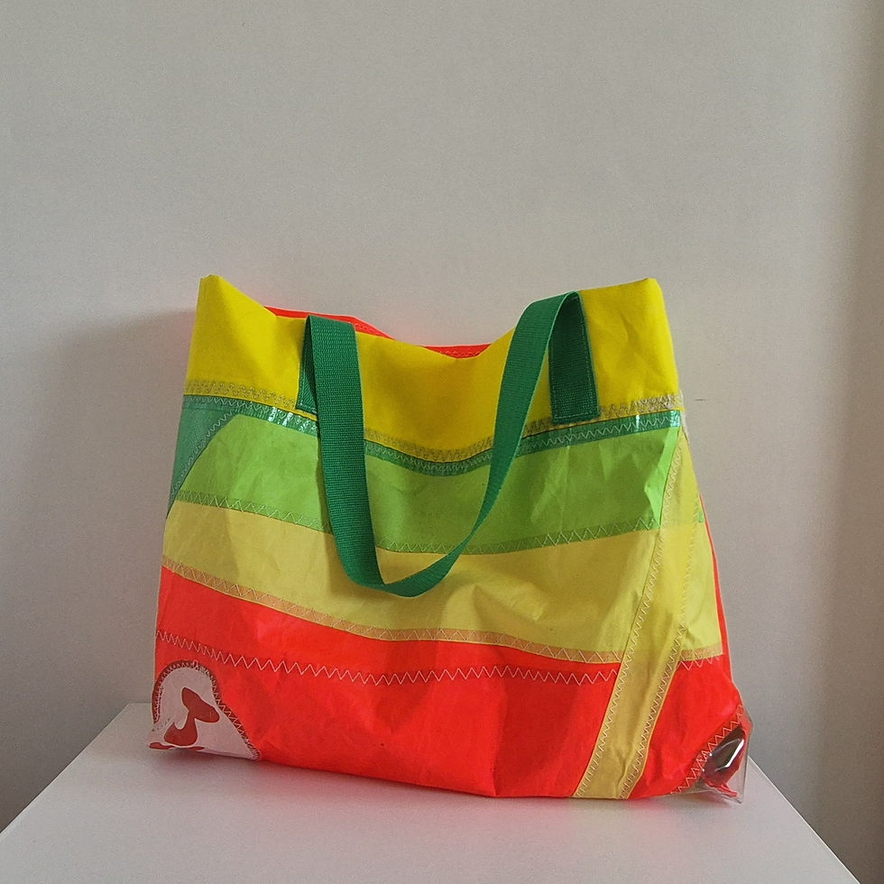 Thumbnail: Colour Burst Sailcloth Tote Bag with vibrant stripes.