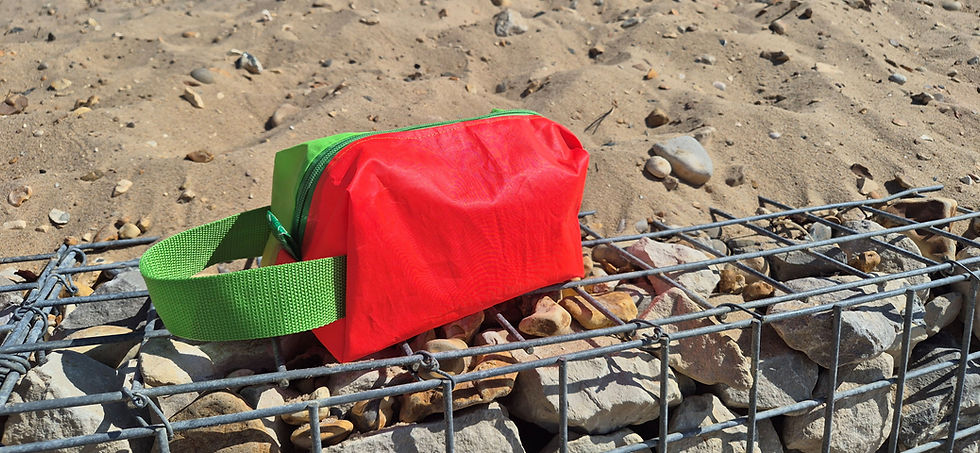 Thumbnail: pink washbag with green handle and green zip