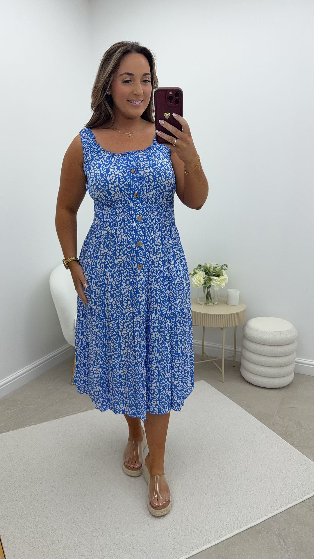 Joanna Strappy Printed Magic Midi Dress Leopard Blue