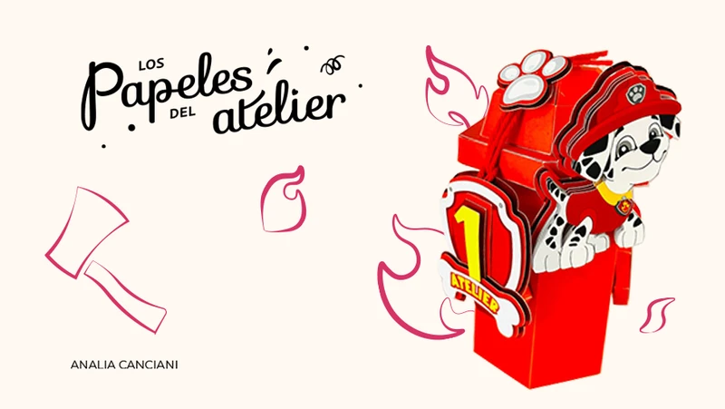 Caja de Souvenir hidrante, Proyecto Clase Online de Papeleria Creativa, Paw Patrol