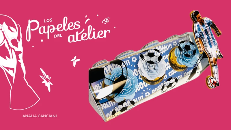 Caja tubo de fútbol premium con tapa transparente, con tres bombones Ferrero Rocher