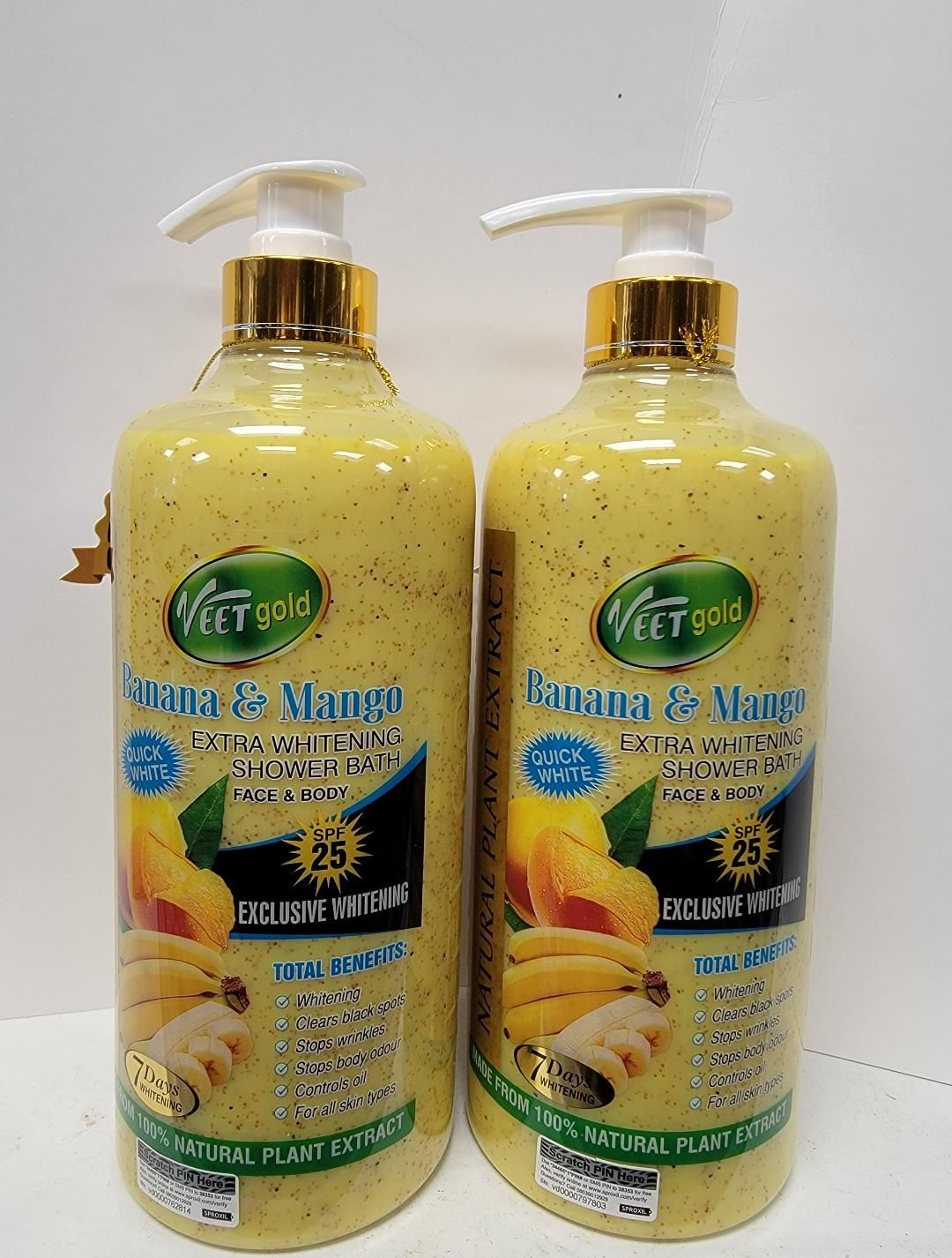 Veet Gold Banana and Mango Extra Whitening Shower Bath 1000ml Veet Gold Banana