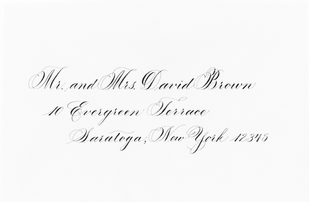 Copperplate wedding calligraphy, orange county, new york