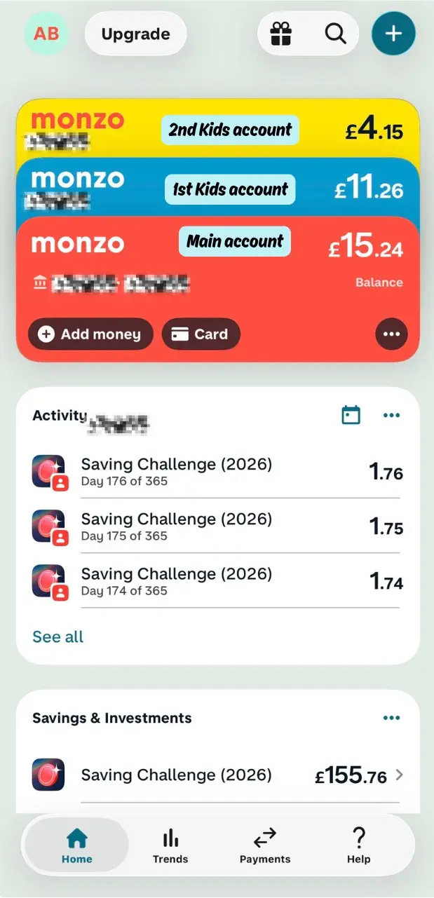 We currently have both our own son and our foster child linked to my Monzo account through Monzo for Under 16s. Each of them has their own debit card, which means they can pay in shops, buy things online where appropriate and gradually learn how to manage money in the real world. 