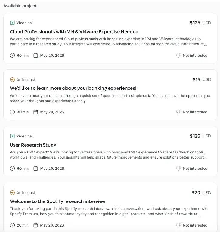 Example Respondent projects