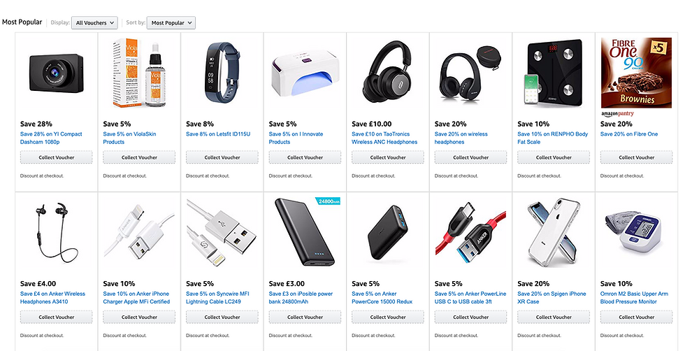 Example of the Amazon Vouchers page