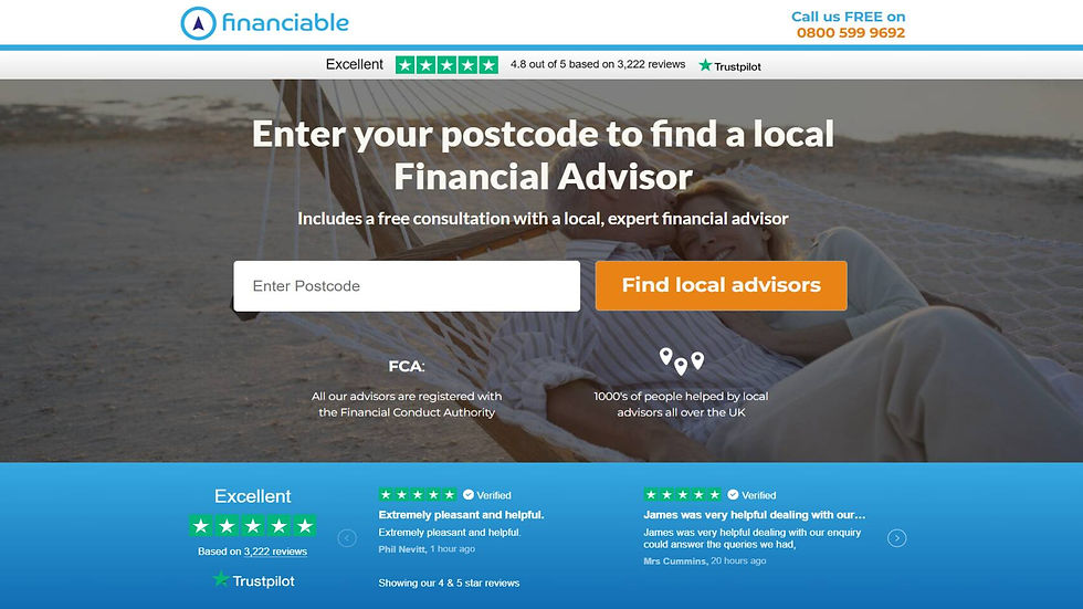 Financiable.co.uk is another free online service that allows users to search for thousands of FCA-approved financial advisers across the UK.