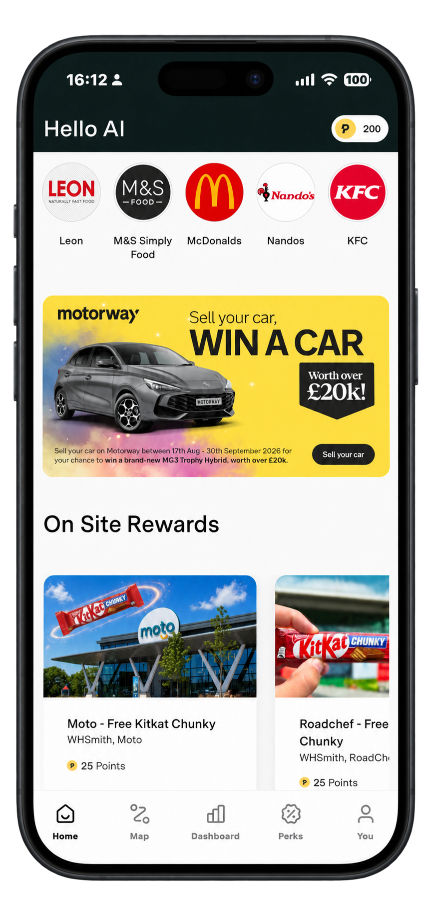 Pitstop is a free rewards app designed around motorway service visits, giving you points that can be redeemed for offers, discounted food and drink, and, from time to time, completely free products.