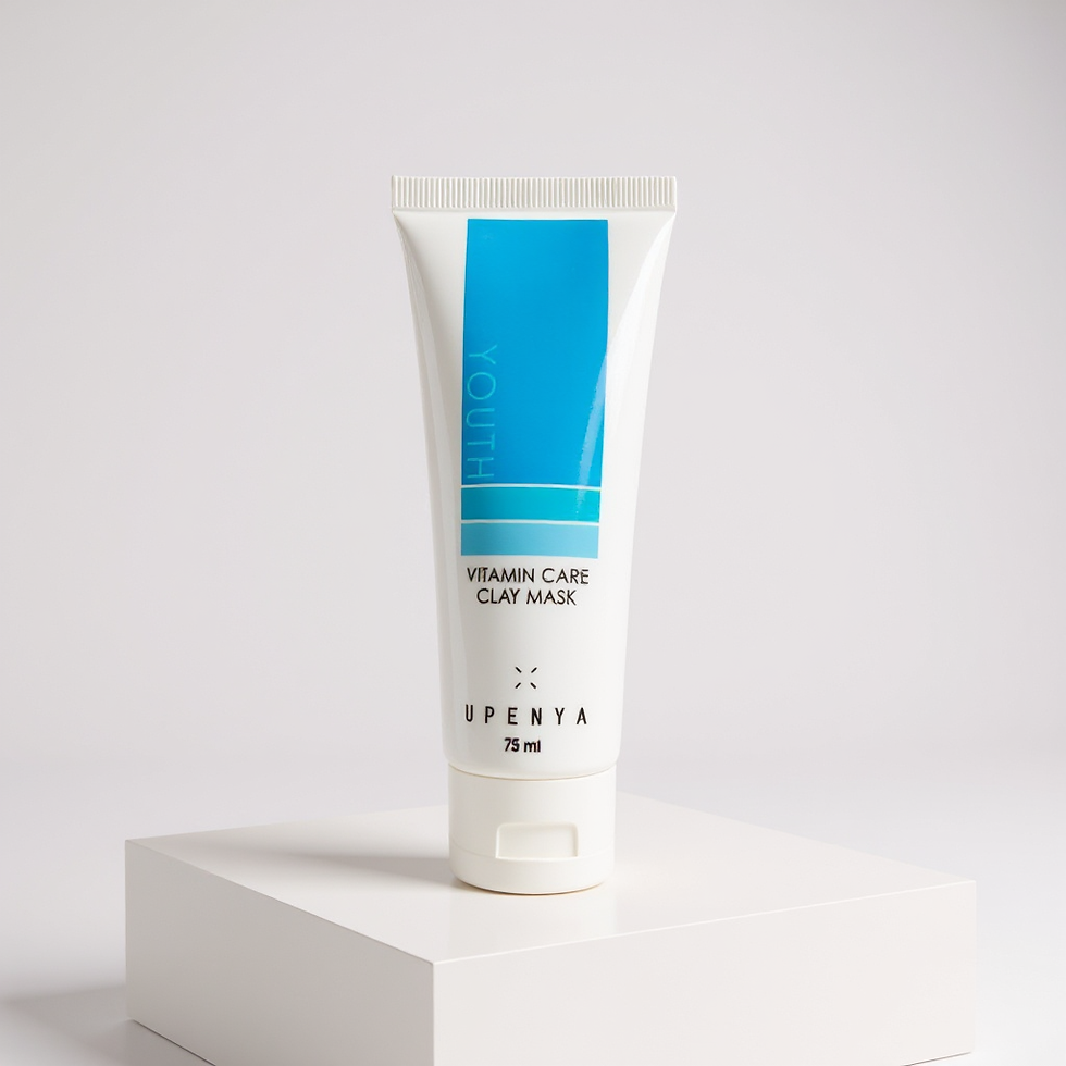 Upenya Vitamin Care Clay Mask tube (75 ml) on pedestal