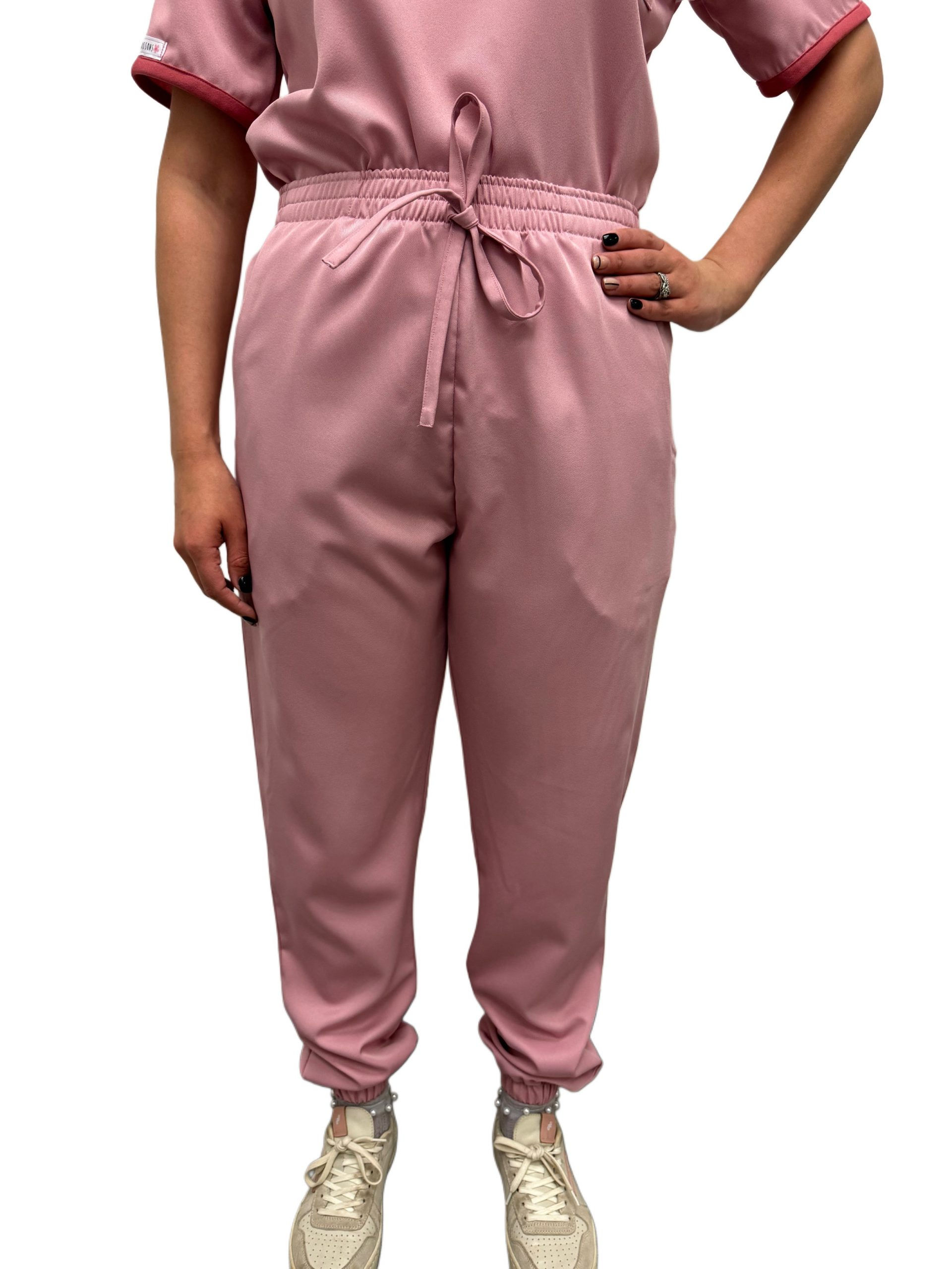 High Waisted Jogger Pants - Dusty pink