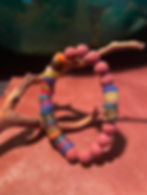 Red Lava Rock and Krobo Bead Bracelet