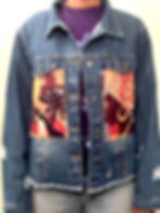 Blue Denim Jacket with Vibrant African Print