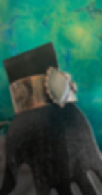 Cooper Plated Bangle Bracelet with Green Agate Stone