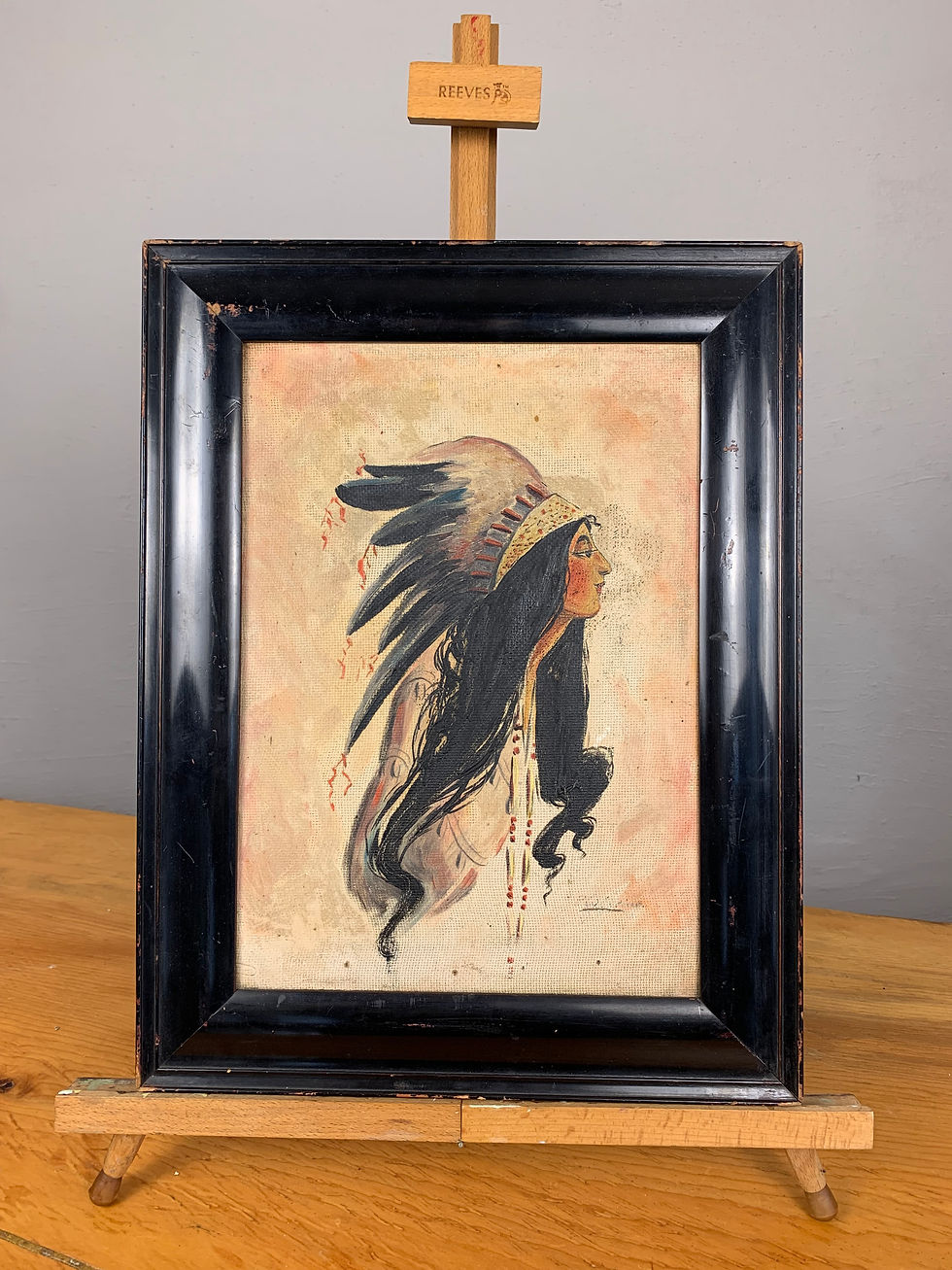 Thumbnail: Native American Chief couple, oil on board