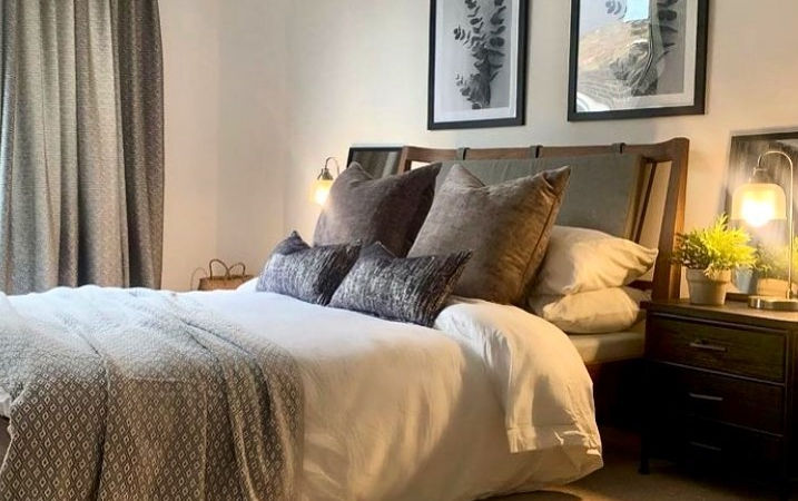 Home staging, bedroom, interior design, cushion, staging