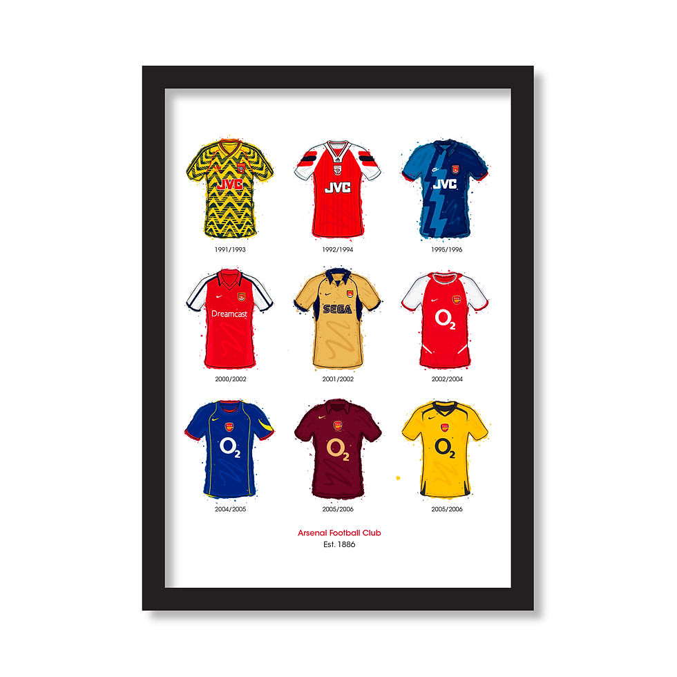 Arsenal Classic Shirts (x9) - Art Print