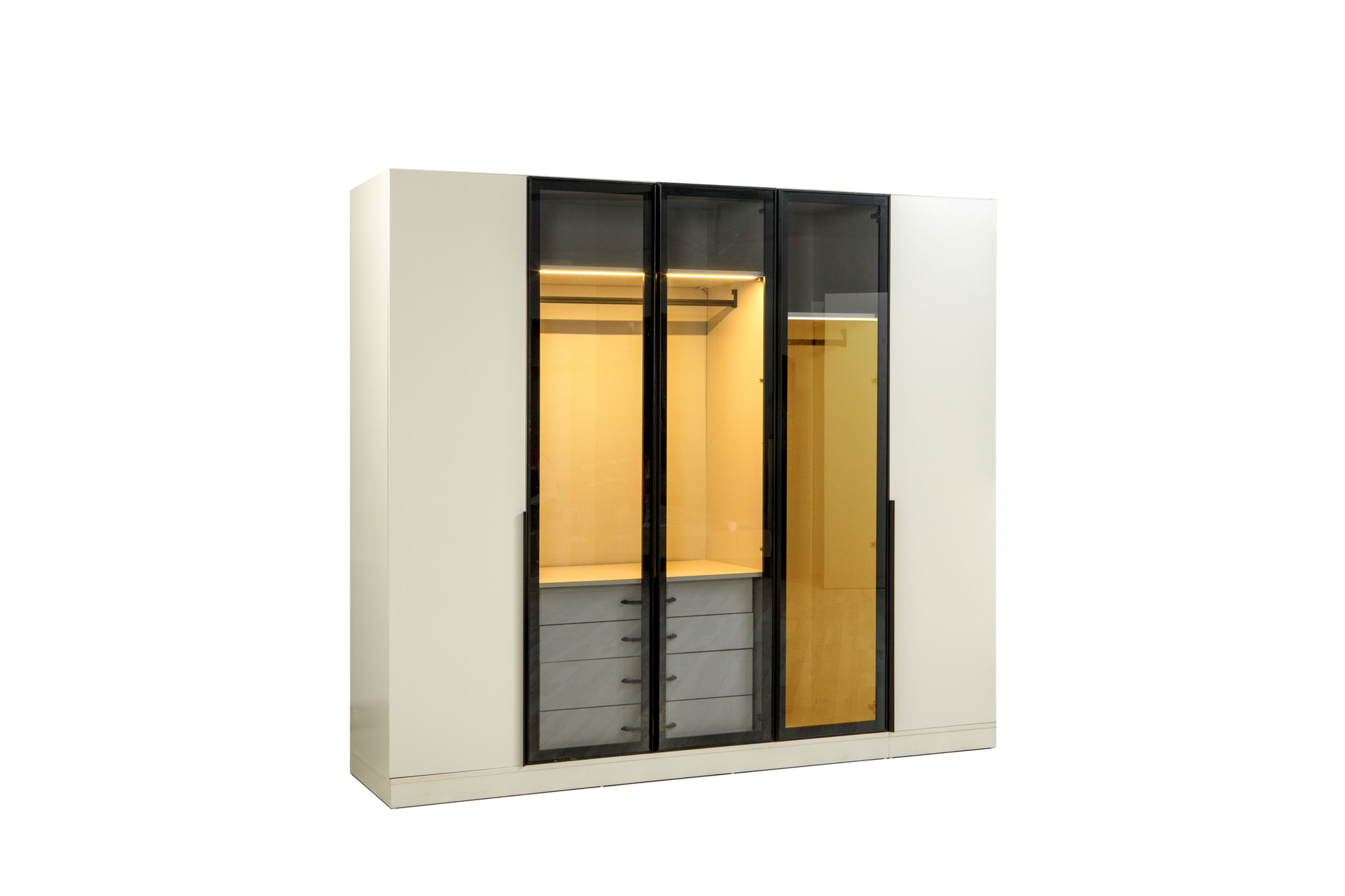 Venüs 5 Kapaklı Gardırop Füme Camlı Ve Sunta Kapaklı