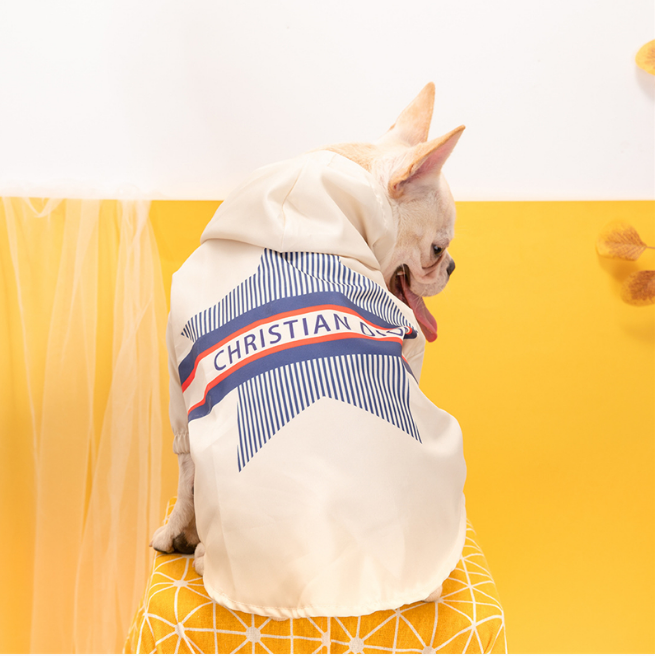 Thumbnail: Lil' Voyager™ — Striped Hooded Windbreaker for Dogs