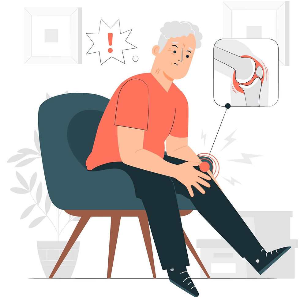 man has joint pain. Man has arthritis.