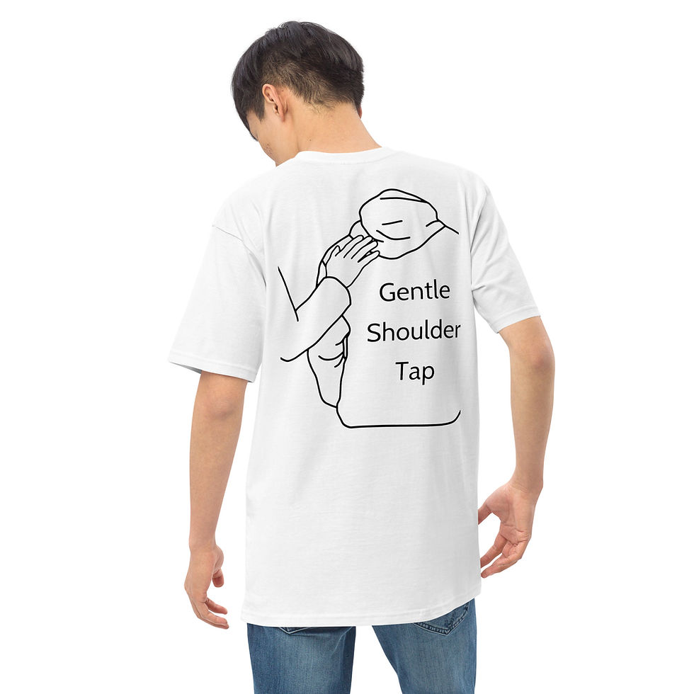 Thumbnail: Gentle Shoulder Tap Men’s premium heavyweight tee