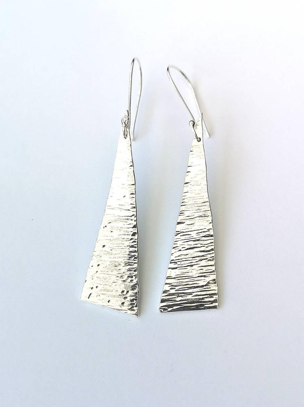 Lovely long silver triangle earrings