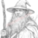 A depiction of the mythical sage and wanderer Gandalf. Coloring book for adults and children.