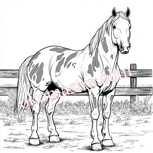 Free Coloring pages | Spotted horse | Digital Art Okomastra