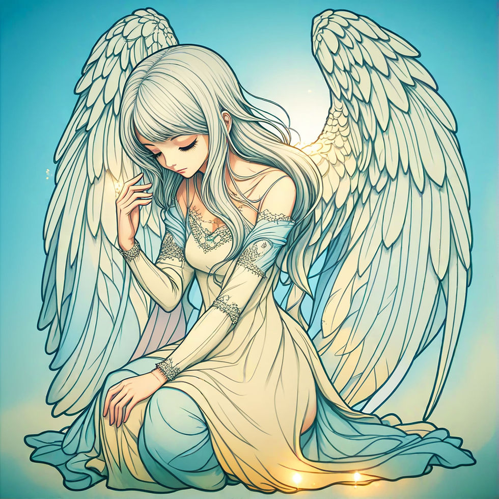 An image of a girl angel with large wings.