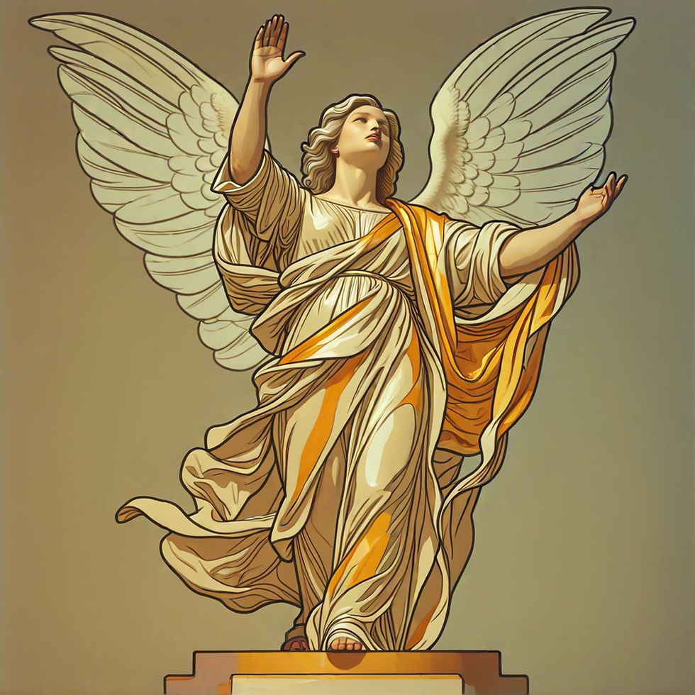 Heavenly Messenger. Image of an angel with his hands raised.