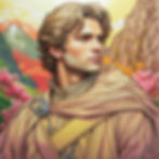 Images of a young man in the mountains.