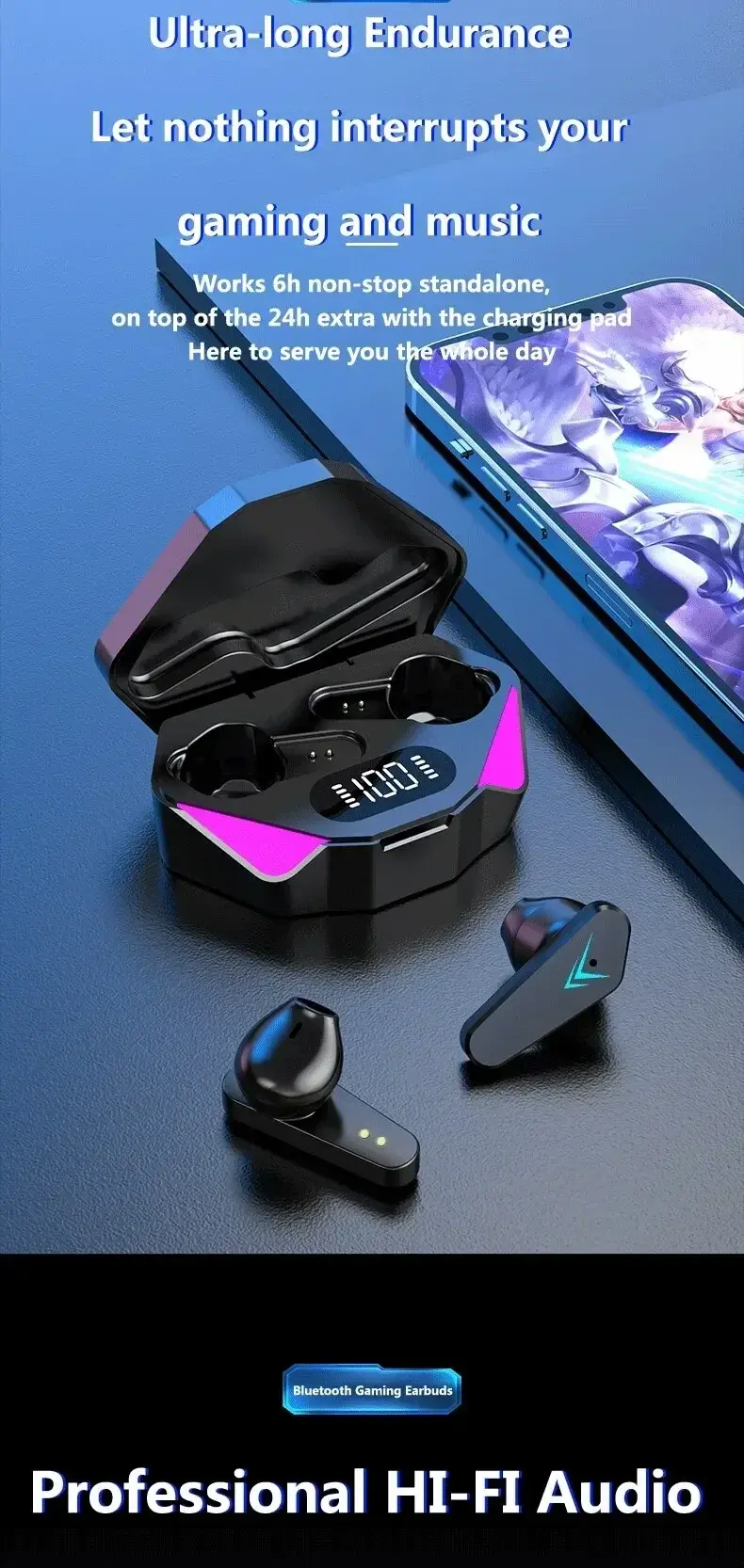 Thumbnail: NEW X15 TWS Earphones Bluetooth Wireless Gamer Headphones 65ms Low Latency Earbu
