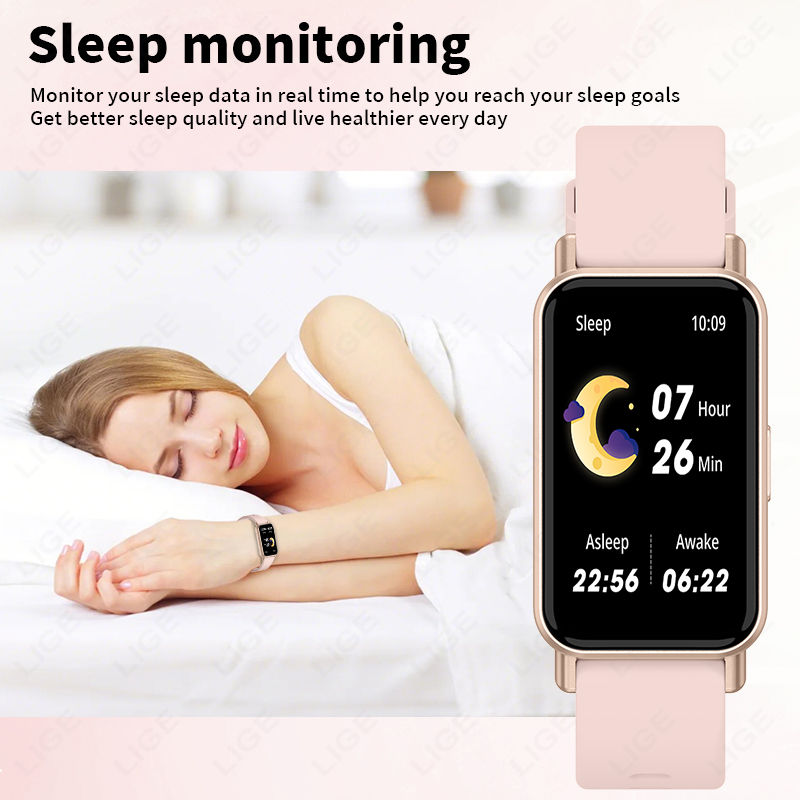 Thumbnail: LIGE New Fashion Smart Watch Women Full Touch Screen Heart Rate Fitness Tracker 