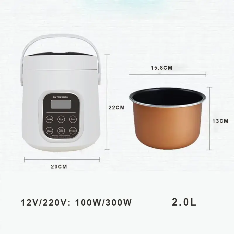 Thumbnail: Portable Car Rice Cooker 2L Electric Truck Multi-Cooker Soup Porridge Cooking Fo