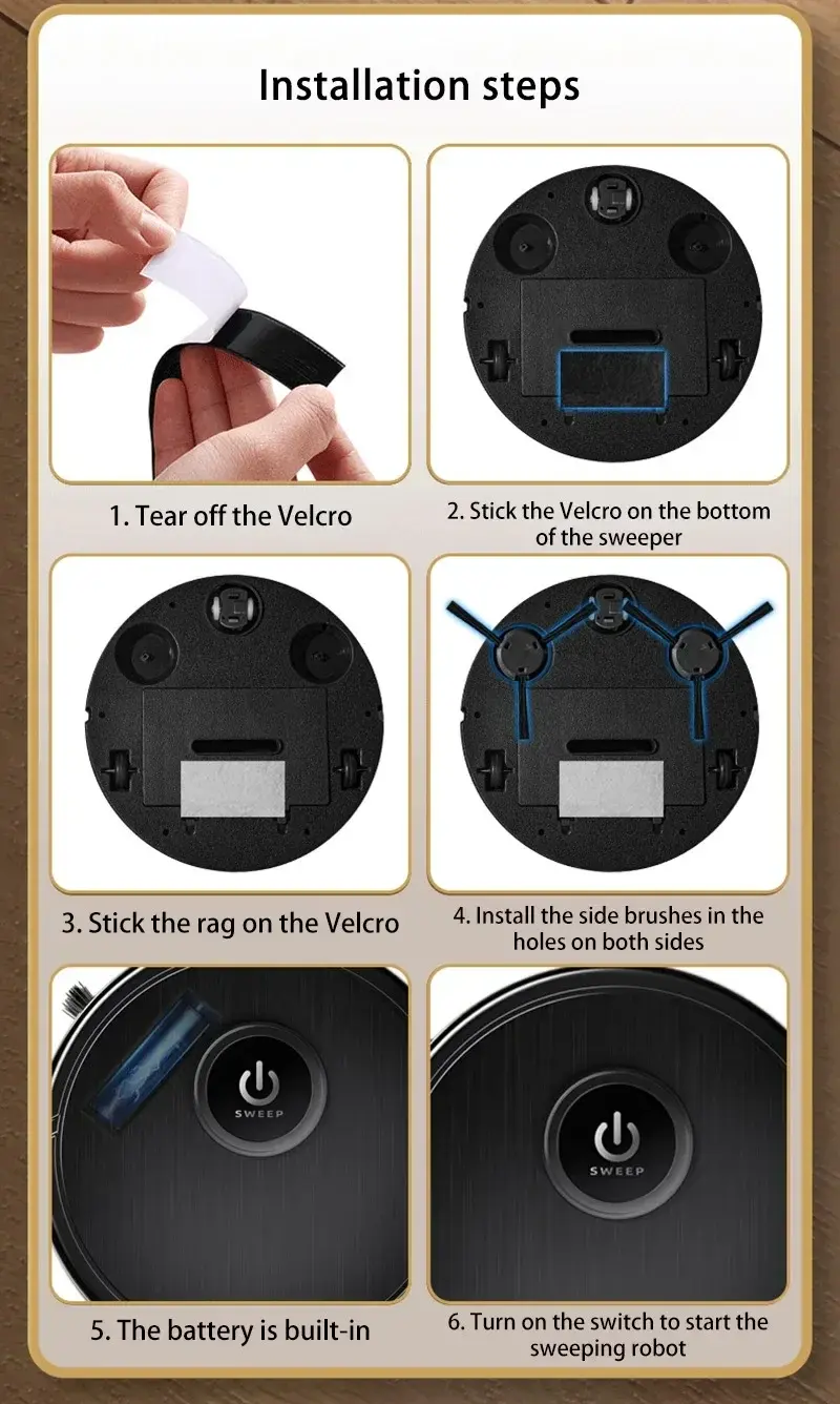 Thumbnail: 3-in-1 Intelligent Robot Vacuum Cleaner 6000Pa Strong Suction Sweep Mop Charge U