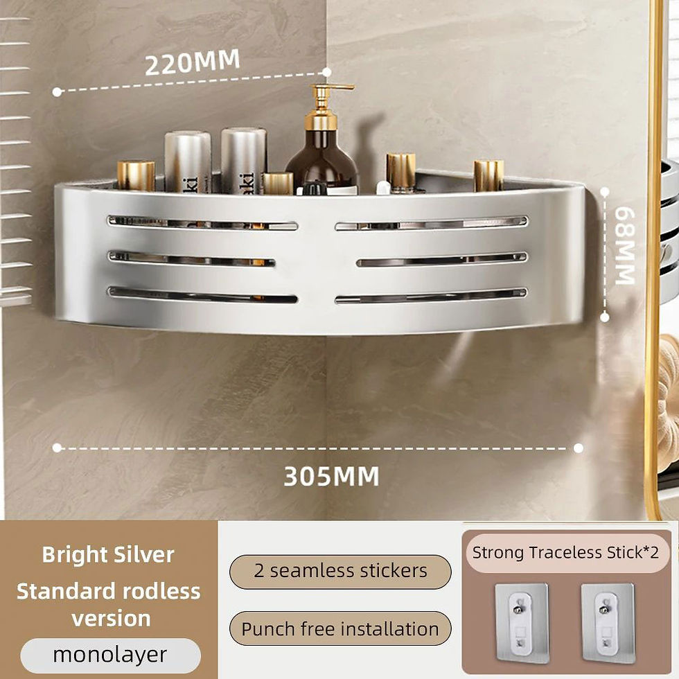 Thumbnail: Shower Corner Shelf Without Drilling Aluminum Bathroom Shelf With Towel Bar Sham