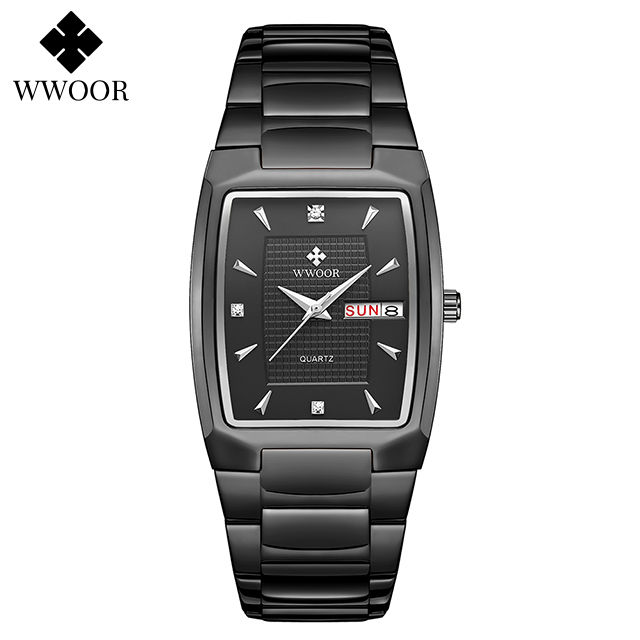 Thumbnail: WWOOR 2024 New Square Watch Men with Automatic Week Date Luxury Stainless Steel 