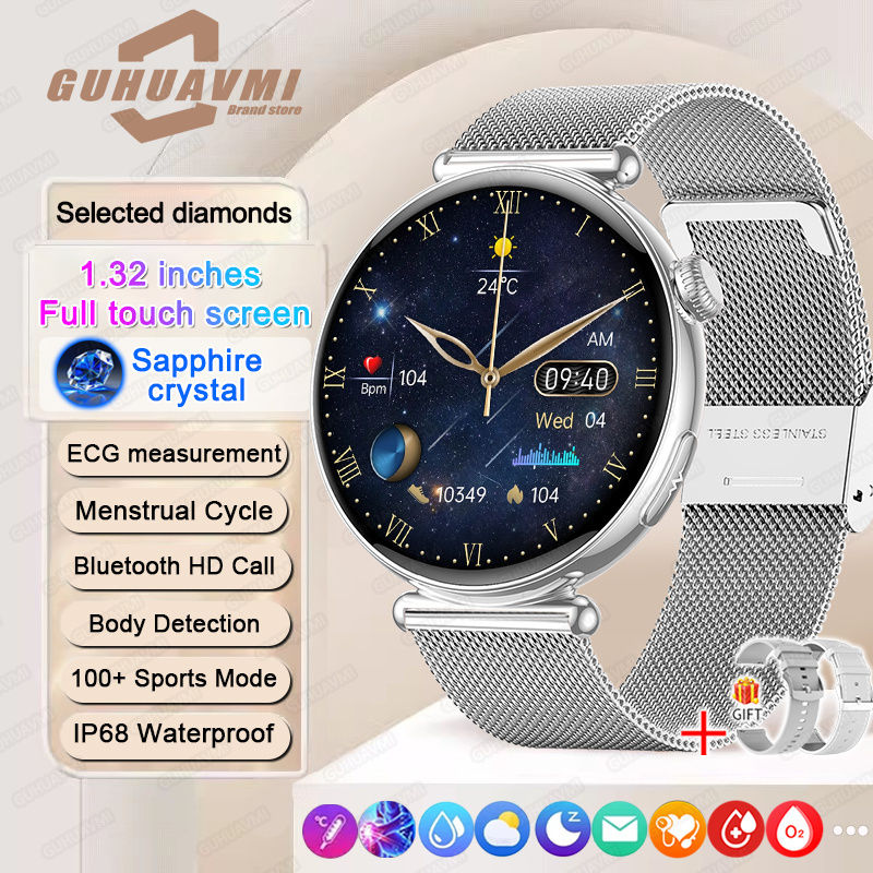 Thumbnail: Women Smartwatch 1.32inch AMOLED Screen Call ECG Sport Watch Blood Pressure Micr