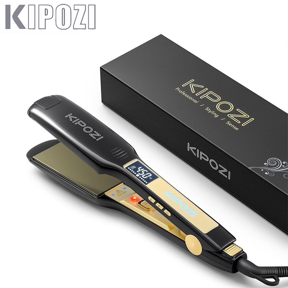 KIPOZI Professional Hair Straightener Titanium Flat Iron with Digital LCD Displa