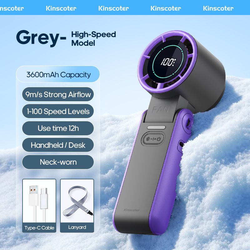 Thumbnail: Kinscoter New Cooling Handheld Fan 3600mAh Foldable Portable Fan 100-level Free 