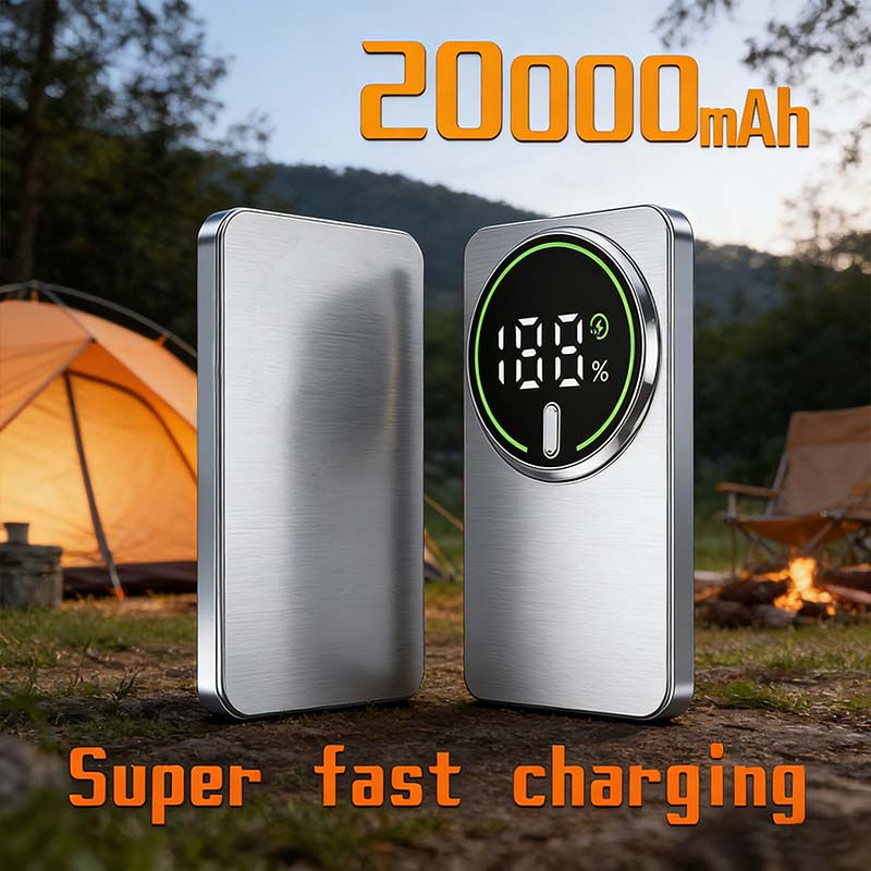 Ultra-thin 20000mAh Mobile Power Bank Magnetic Wireless Fast Charging Portable E